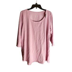 (NFS) Top Womens L Petite Pink Tulip Supima A Line Tunic Scoop Neck